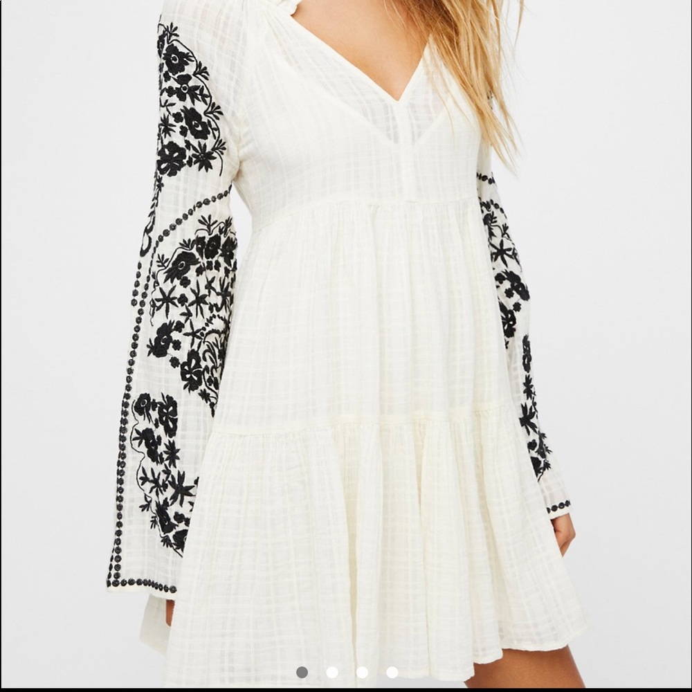 Free People emerald city embroidered mini dress